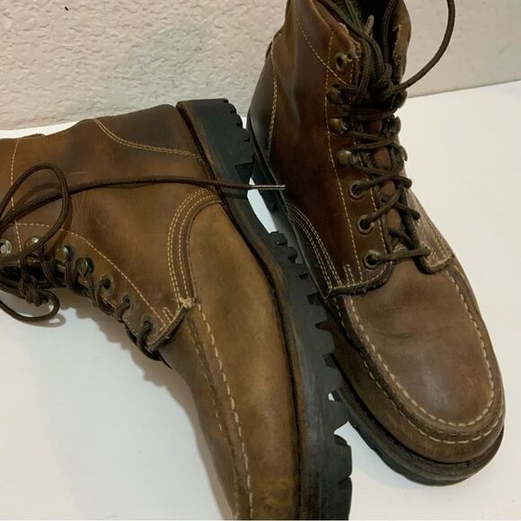 Eddie Bauer Mens Ankle Boots Brown Leather  Lace Up 10.5 M - Picture 6 of 15